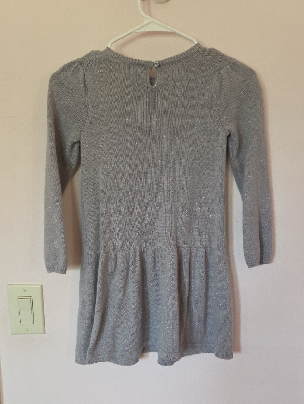 Janie and Jack Silver-Gray Sparkle Knit Dress with Satin Bows - Picture 2 of 2
